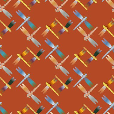 Dekoratif renkli seamless modeli ile şirin yusufçuk