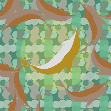 Dekoratif renkli seamless modeli sevimli yunuslar ile