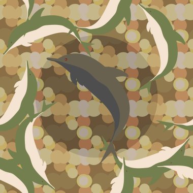 Dekoratif renkli seamless modeli sevimli yunuslar ile