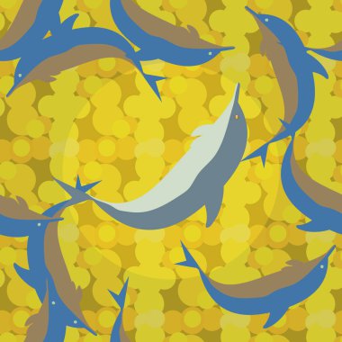 Dekoratif renkli seamless modeli sevimli yunuslar ile