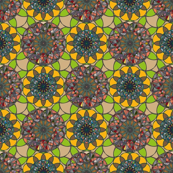 Abstrato Colorido Caleidoscópico Mosaico Mandala Fundo — Vetor de Stock