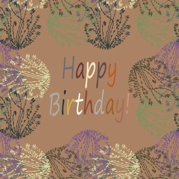 Multi Gekleurde Hand Getekend Happy Birthday Letters Met Bloemmotief — Stockvector