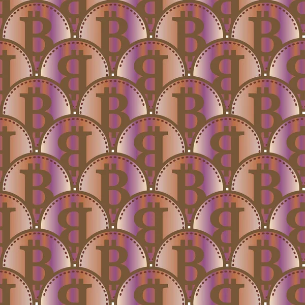 Modèle Sans Couture Financière Avec Des Signes Bitcoins Colorés — Image vectorielle