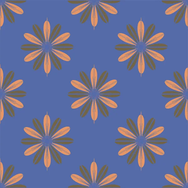 Abstracte Geometrische Naadloze Patroon Met Bloemen Voor Achtergrond — Stockvector