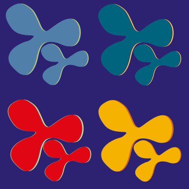 Su sıçramalarına ve parlak renkli boya arka plan üzerinde izole BLOB'lar vektör.