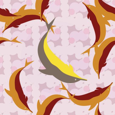 Dekoratif renkli seamless modeli sevimli yunuslar ile