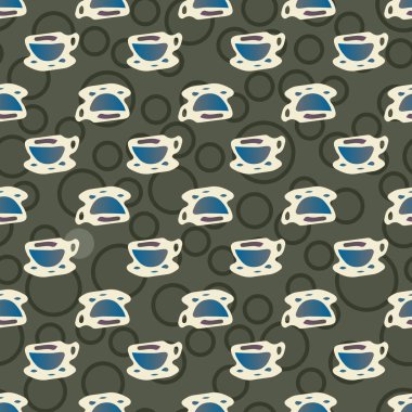 Bardak kahve veya çay arka plan seamless modeli üzerinde noktalı.