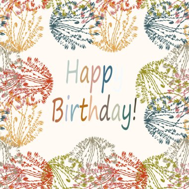 Çiçek desenli harflerle kutlu olsun çok renkli el çekilmiş