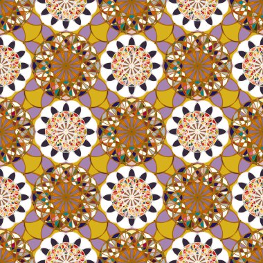 Renkli farklı renk seçenekleri sunan mozaik mandala arka plan