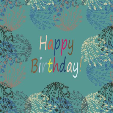 Çiçek desenli harflerle kutlu olsun çok renkli el çekilmiş