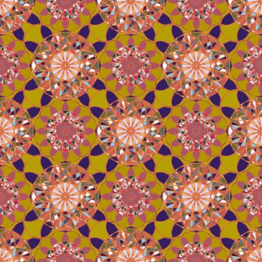 Renkli farklı renk seçenekleri sunan mozaik mandala arka plan