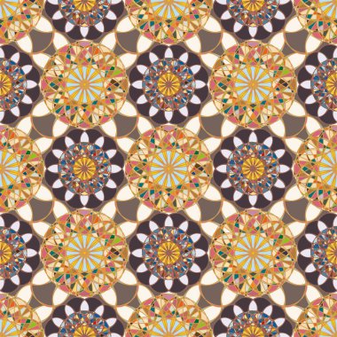 Renkli farklı renk seçenekleri sunan mozaik mandala arka plan