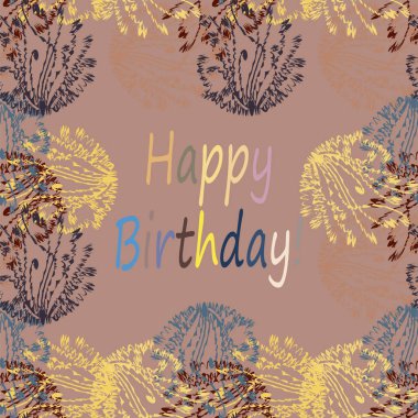 Çiçek desenli harflerle kutlu olsun çok renkli el çekilmiş