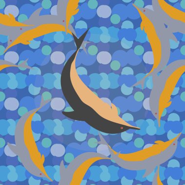 Dekoratif renkli seamless modeli sevimli yunuslar ile