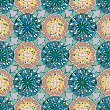 Renkli farklı renk seçenekleri sunan mozaik mandala arka plan