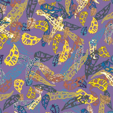 Memphis tarzı zemin ağaç yaprakları 