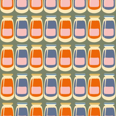 Kavanoz ile rustik ev konserve yeni dikişsiz desen arka planı için.