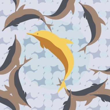 Dekoratif renkli seamless modeli sevimli yunuslar ile