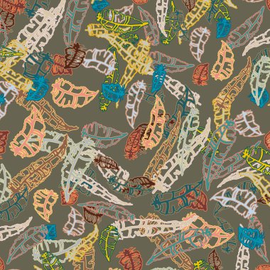 Memphis tarzı zemin ağaç yaprakları 