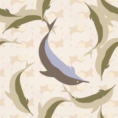 Dekoratif renkli seamless modeli sevimli yunuslar ile