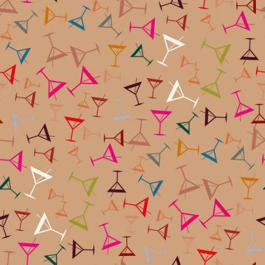 Tropik kokteyller desen, renkli kesintisiz vektör çizim