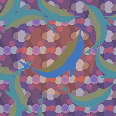 Dekoratif renkli seamless modeli sevimli yunuslar ile