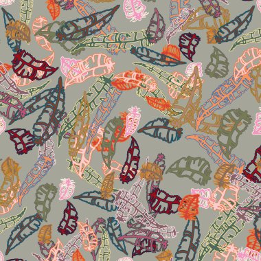 Memphis tarzı zemin ağaç yaprakları 