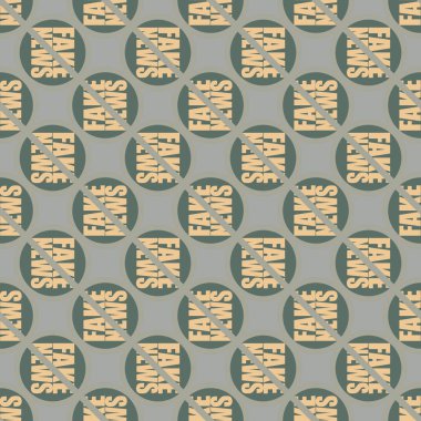 Logo sahte haberlerle kavramsal seamless modeli. İnsanlığın küresel sorunlar. Vektör çizim