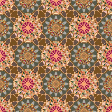 Renkli farklı renk seçenekleri sunan mozaik mandala arka plan