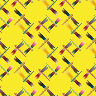 Dekoratif renkli seamless modeli ile şirin yusufçuk