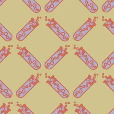 Kimya test tüpleri parlak arka plan üzerinde. Seamless modeli.