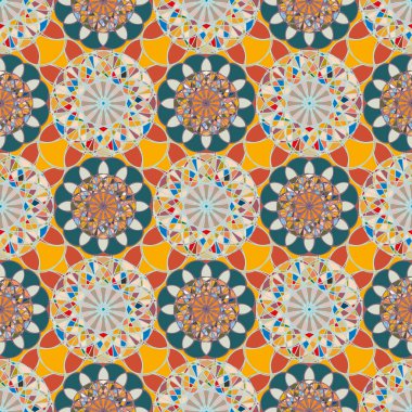 Renkli farklı renk seçenekleri sunan mozaik mandala arka plan