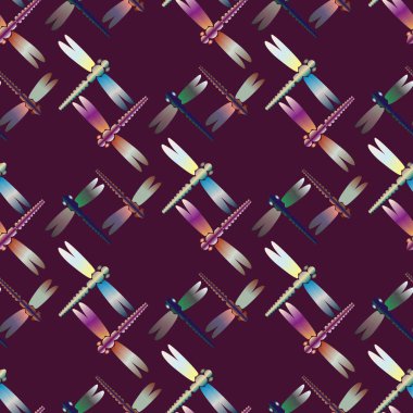 Dekoratif renkli seamless modeli ile şirin yusufçuk