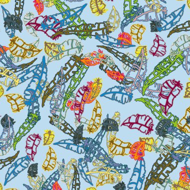 Memphis tarzı zemin ağaç yaprakları 