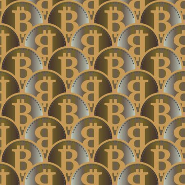 Renkli bitcoins işaretleri ile mali seamless modeli