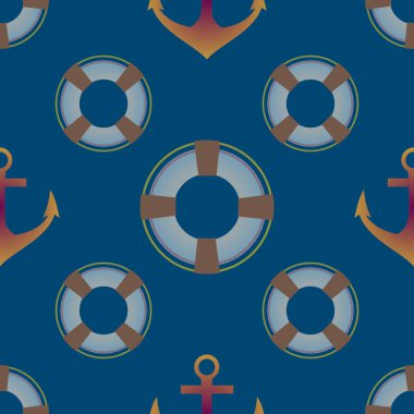 Deniz karikatür düz yinelenen desen. vektör çizim