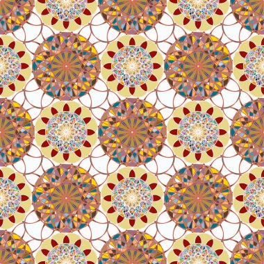 Renkli farklı renk seçenekleri sunan mozaik mandala arka plan