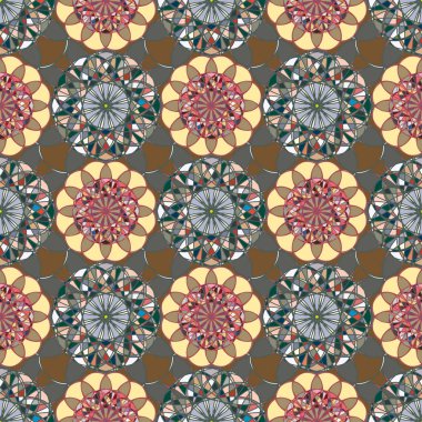 Renkli farklı renk seçenekleri sunan mozaik mandala arka plan