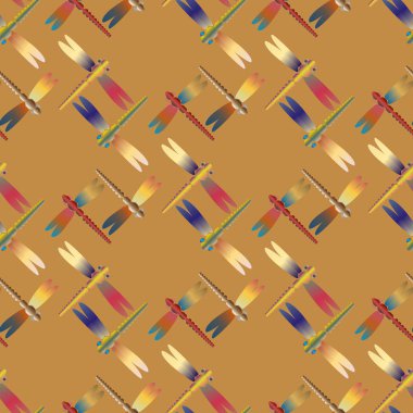 Dekoratif renkli seamless modeli ile şirin yusufçuk