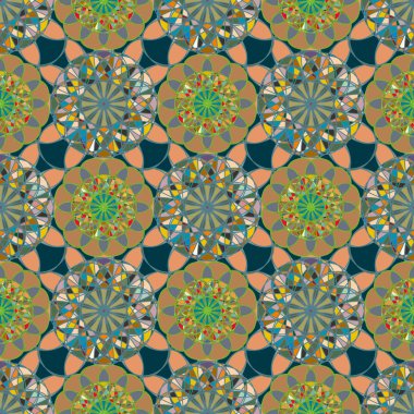 Renkli farklı renk seçenekleri sunan mozaik mandala arka plan