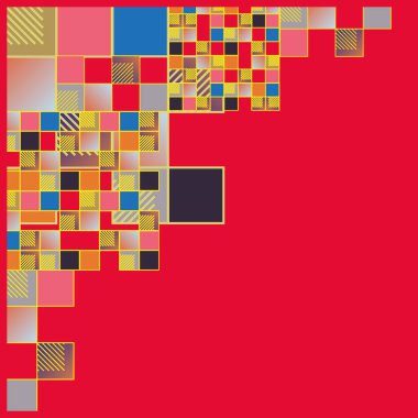 renkli soyut grafik piksel, vektör çizim küpleri ve kareler