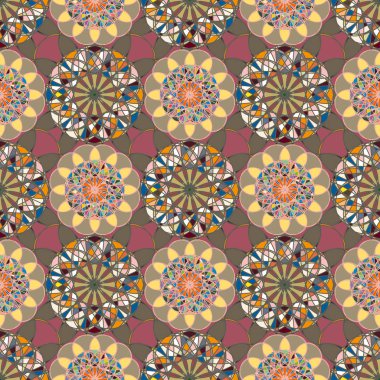 Renkli farklı renk seçenekleri sunan mozaik mandala arka plan