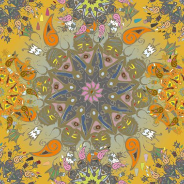 Basit renkli soyut mandala. Basit şekiller oluşan parlak dairesel süsleme. 