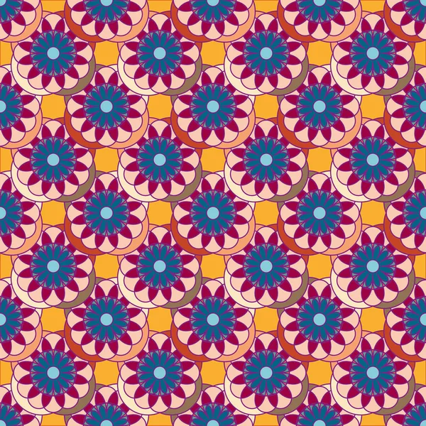 抽象几何无缝的样式与花为背景 — 图库矢量图片