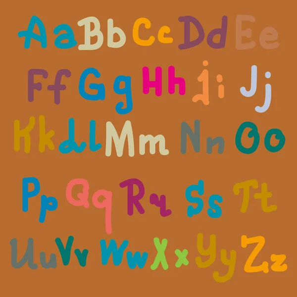 Lettres Alphabet Dessinées Main Multicolores Sur Fond Uni — Image vectorielle