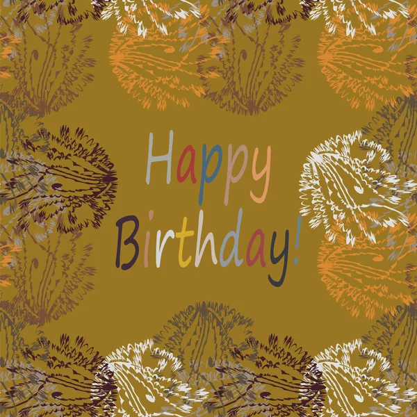 Multi Coloré Dessiné Main Joyeux Anniversaire Lettres Avec Motif Floral — Image vectorielle