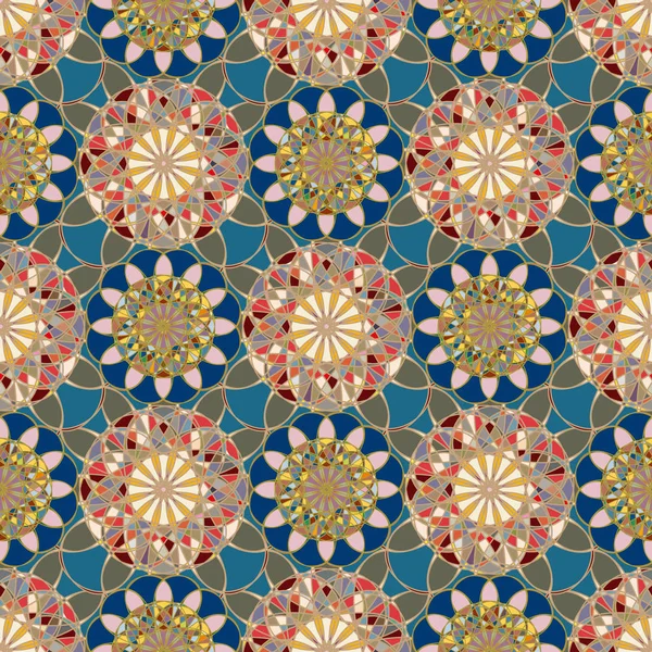抽象五颜六色的万花筒马赛克曼陀罗背景 — 图库矢量图片