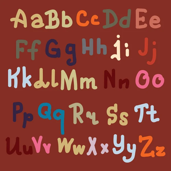 Lettres Alphabet Dessinées Main Multicolores Sur Fond Uni — Image vectorielle