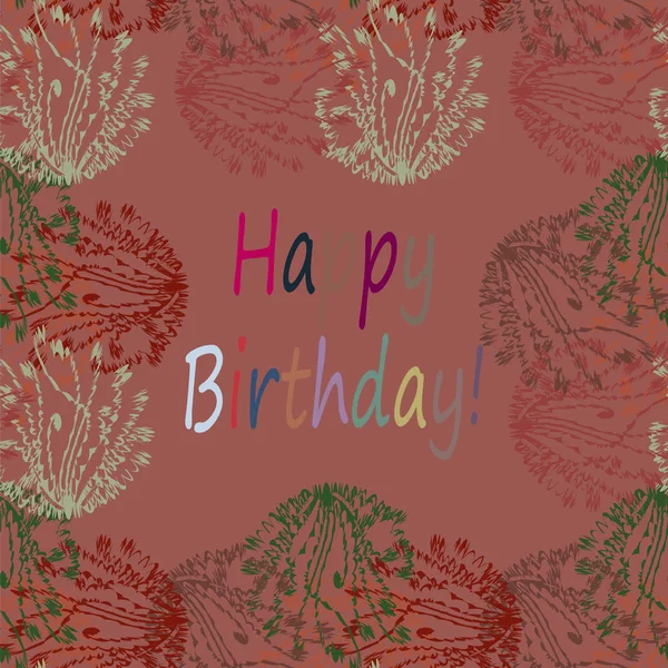 Multi Gekleurde Hand Getekend Happy Birthday Letters Met Bloemmotief — Stockvector