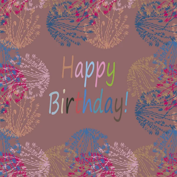 Multi Coloré Dessiné Main Joyeux Anniversaire Lettres Avec Motif Floral — Image vectorielle